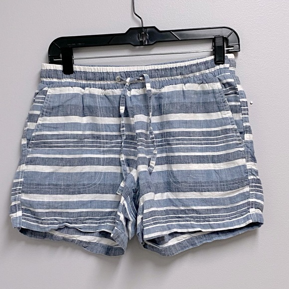 Amazon Essentials womens blue striped Linen shorts. Size Small Petite - Picture 1 of 2